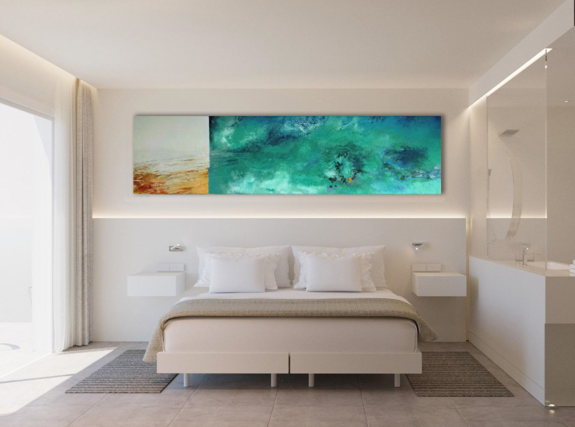 Habitación Mar del Hotel Barceló Conil Playa con obra original sobre metal de The Wall
